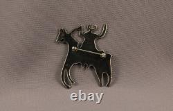 Vintage Old Navajo Sterling Silver Pin Man on Horse