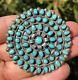 Vintage Old Pawn Huge 2 1/8 Zuni Petit Point Turquoise Pin Brooch