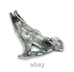 Vintage Old Pawn Kit Carson Sterling Silver'Howling Wolf' Brooch