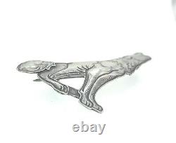 Vintage Old Pawn Kit Carson Sterling Silver'Howling Wolf' Brooch