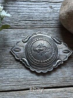 Vintage Old Pawn Native American Sterling Silver Pin Pendant Signed Charley