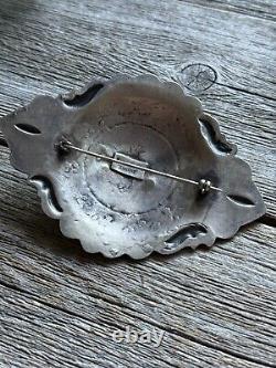 Vintage Old Pawn Native American Sterling Silver Pin Pendant Signed Charley