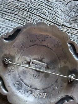 Vintage Old Pawn Native American Sterling Silver Pin Pendant Signed Charley