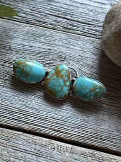 Vintage Old Pawn Native American Sterling Silver Turquoise Pin Pendant Signed P