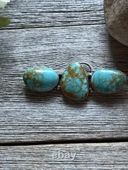 Vintage Old Pawn Native American Sterling Silver Turquoise Pin Pendant Signed P