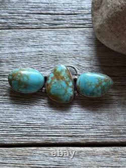 Vintage Old Pawn Native American Sterling Silver Turquoise Pin Pendant Signed P