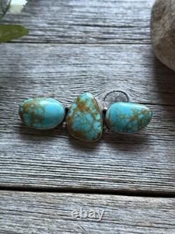 Vintage Old Pawn Native American Sterling Silver Turquoise Pin Pendant Signed P