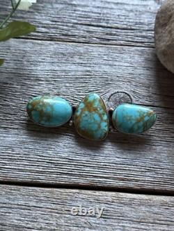 Vintage Old Pawn Native American Sterling Silver Turquoise Pin Pendant Signed P