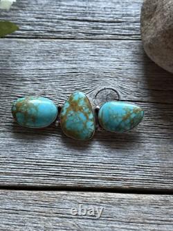 Vintage Old Pawn Native American Sterling Silver Turquoise Pin Pendant Signed P