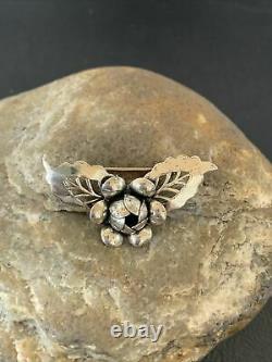 Vintage Old Pawn Navajo Sterling Silver Flower Leaf Pin Brooch 1.65 1460