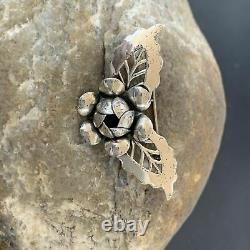 Vintage Old Pawn Navajo Sterling Silver Flower Leaf Pin Brooch 1.65 1460