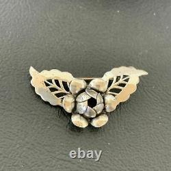 Vintage Old Pawn Navajo Sterling Silver Flower Leaf Pin Brooch 1.65 1460