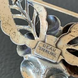 Vintage Old Pawn Navajo Sterling Silver Flower Leaf Pin Brooch 1.65 1460