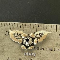 Vintage Old Pawn Navajo Sterling Silver Flower Leaf Pin Brooch 1.65 1460