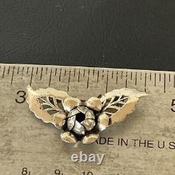 Vintage Old Pawn Navajo Sterling Silver Flower Leaf Pin Brooch 1.65 1460