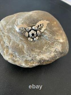 Vintage Old Pawn Navajo Sterling Silver Flower Leaf Pin Brooch 1.65 1460