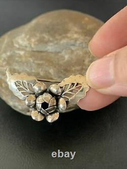 Vintage Old Pawn Navajo Sterling Silver Flower Leaf Pin Brooch 1.65 1460