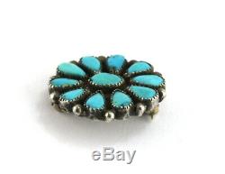 Vintage Old Pawn Silver Petit Point Turquoise Brooch Pin