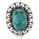 Vintage Old Pawn Silver Turquoise Scarab Pendant Brooch