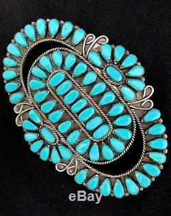 Vintage Old Pawn Silver and Turquoise Pin/Pendant HUGE Native American TB386