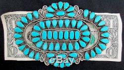 Vintage Old Pawn Silver and Turquoise Pin/Pendant HUGE Native American TB386