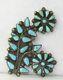 Vintage Old Pawn Southwestern Sterling Silver Petit Petite Point Turquoise Pin