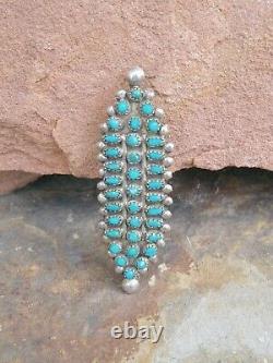 Vintage Old Pawn Zuni Petit Point Sterling Silver Turquoise Pin Brooch Small