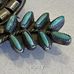 Vintage Old Pawn Zuni Petit Point Turquoise Sterling Silver Stylized Brooch Pin