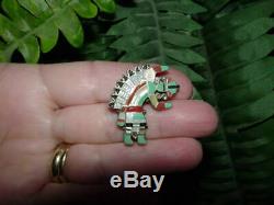 Vintage Pablita Quam ZUNI RAINBOW MAN pendant pin brooch mulit stone silver