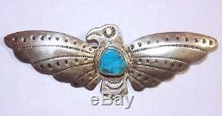 Vintage Pawn Native American Sterling Silver Turquoise Thunderbird Pin Brooch