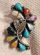 Vintage Phyllis Coonsis Zuni Cluster Multi Stone Brooch Pendant