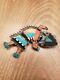 Vintage Pin Brooch Native American Indian Turquoise Sterling Silver