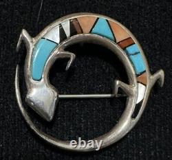Vintage RARE collectors Native American Navajo Begay Sterling inlay lizard pin