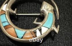 Vintage RARE collectors Native American Navajo Begay Sterling inlay lizard pin