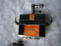 Vintage Ray Tracey Knifewing Multi Stone Inlay Kachina Brooch Pin Or Pendant