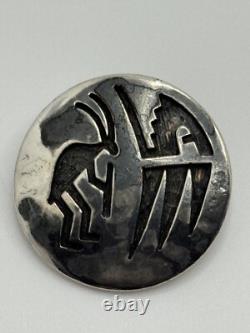 Vintage Raymond Sequaptewa Hopi Native American Sterling Silver Brooch Pendant