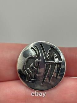 Vintage Raymond Sequaptewa Hopi Native American Sterling Silver Brooch Pendant