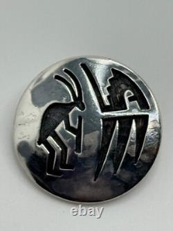 Vintage Raymond Sequaptewa Hopi Native American Sterling Silver Brooch Pendant
