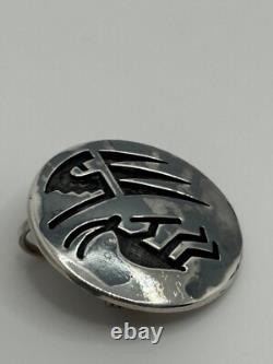 Vintage Raymond Sequaptewa Hopi Native American Sterling Silver Brooch Pendant