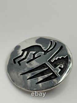 Vintage Raymond Sequaptewa Hopi Native American Sterling Silver Brooch Pendant