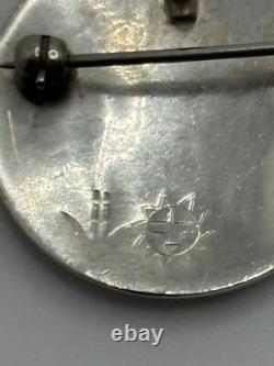 Vintage Raymond Sequaptewa Hopi Native American Sterling Silver Brooch Pendant