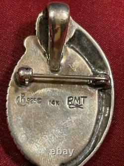 Vintage Rmt Rodrick Tenorio Santo Domingo Artist Sterling Heavy 14k Pin Pendant