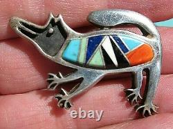 Vintage Rock Kritters Sterling Silver Semi-Precious Inlaid Dog Brooch / Pin