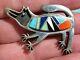 Vintage Rock Kritters Sterling Silver Semi-precious Inlaid Dog Brooch / Pin