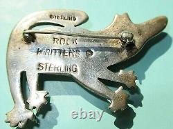 Vintage Rock Kritters Sterling Silver Semi-Precious Inlaid Dog Brooch / Pin