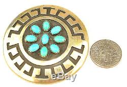 Vintage Rosco Scott Native American Navajo Sterling Silver Turquoise Pin Pendant