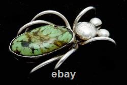 Vintage Roseanne Begay Navajo Sterling Silver Turquoise Bug Insect Pin 27372