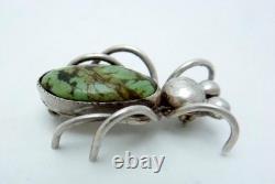 Vintage Roseanne Begay Navajo Sterling Silver Turquoise Bug Insect Pin 27372