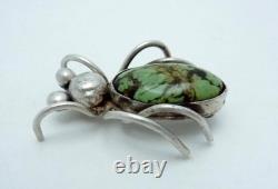 Vintage Roseanne Begay Navajo Sterling Silver Turquoise Bug Insect Pin 27372