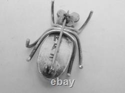Vintage Roseanne Begay Navajo Sterling Silver Turquoise Bug Insect Pin 27372